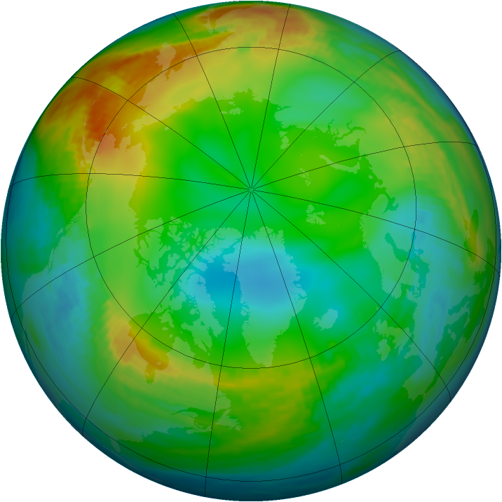 Arctic ozone map for 13 December 1980